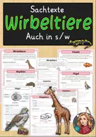Vorschau - Merkblätter - Wirbeltiere - Sachtexte - Biologie/Sachunterricht - Klasse 4-6 - Deckblatt