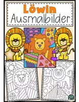 Vorschau - Mal- und Bastelvorlagen - Pop Art Löwinnenwelt – Ausmalbilder Materialpaket - Deckblatt