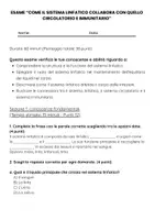 anteprima - Compiti in classe/Test - Esame: sistema linfatico, circolatorio e immunitario - Pagina 1