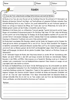 Vorschau - Arbeitsblätter - Rumba Musik Lesetext mit Richtig Falsch Multiple Choice und Offenen Fragen - Seite 1