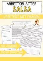 Vorschau - Arbeitsblätter - Salsa Musik Lesetext mit Richtig Falsch Multiple Choice und Offenen Fragen - Deckblatt