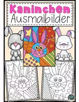 Vorschau - Mal- und Bastelvorlagen - Kreative Kaninchen – Pop Art Ausmalbilder für den Unterricht - Deckblatt