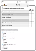 Vorschau - Arbeitsblätter - Taiko Musik Lesetext mit Richtig Falsch Multiple Choice und Offenen Fragen - Seite 2
