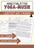 Vorschau - Arbeitsblätter - Yoga-Musik Musik Lesetext mit Richtig Falsch Multiple Choice und Offenen Fragen - Deckblatt