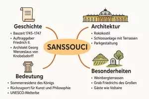 Vorschau - Arbeitsblätter - AB mit Fragen zum Thema "Schloss Sanssouci" + Lösungsblatt + Mindmap + Infografik - Seite 2