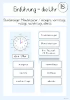 Vorschau - Unterrichtsreihen - Einführung der Uhr (Unterrichtseinheit, Visualisierung) - Deckblatt