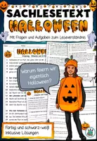 Vorschau - Arbeitsblätter - Halloween - Infotext / Sachlesetext mit Aufgaben zum Leseverständnis - Deutsch / DaZ (B1) #huhuhalloween - Deckblatt