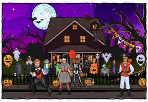 Vorschau - Mal- und Bastelvorlagen - Wimmelbild + Ausmalbild zu Halloween #huhuhalloween - Seite 3