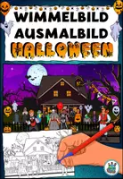 Vorschau - Mal- und Bastelvorlagen - Wimmelbild + Ausmalbild zu Halloween #huhuhalloween - Deckblatt