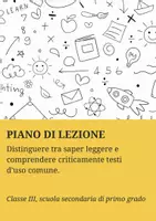 anteprima - Piani di lezione - Distinguere tra saper leggere e comprendere criticamente testi d’uso comune. - Pagina di copertina