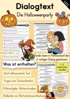 Vorschau - Arbeitsblätter - Dialogtext (Die Halloweenparty) - Leseverständnis - Deckblatt