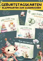 Vorschau - Mal- und Bastelvorlagen - Geburtstagskarten Axolotl zum Ausdrucken (Klasse 1–5) - Deckblatt