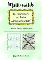 Vorschau - Stationenlernen - Zuordnungskarte mit Faden "Längen umwandeln" - Seite 1