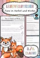 Vorschau - Arbeitsblätter - Leseverstehen - Tiere im Herbst und Winter - Deutsch 2. und 3. Klasse - Deckblatt