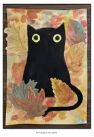Vorschau - Mal- und Bastelvorlagen - HERBST / Katze im Laub / Kunst - Seite 1