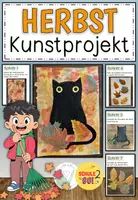 Vorschau - Mal- und Bastelvorlagen - HERBST / Katze im Laub / Kunst - Deckblatt