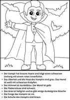 Vorschau - Arbeitsblätter - Lesen und Malen 🦇 Halloween Vampir 🧛Leseförderung / Lesetraining DaZ & Deutsch - Seite 1
