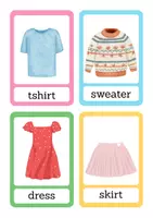Vorschau - Bildkarten - 16 Kleidungsstücke Bildkarten Englisch Clothes - Deckblatt