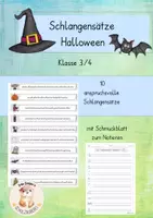 Vorschau - Arbeitsblätter - Schlangensätze Halloween Klasse 3/4 - Deckblatt