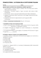 anteprima - Compiti in classe/Test - Esame di Storia: La Costituzione Italiana - Pagina 1