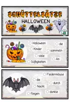 Vorschau - Arbeitsblätter - Schüttelsätze "Halloween" Aufgabenkarten und Arbeitsblatt - DaZ / DaF / Deutsch #huhuhalloween - Seite 1