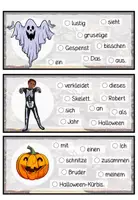 Vorschau - Arbeitsblätter - Schüttelsätze "Halloween" Aufgabenkarten und Arbeitsblatt - DaZ / DaF / Deutsch #huhuhalloween - Seite 2