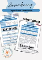 Vorschau - Arbeitsblätter - Arbeitsblatt Tageszinsen berechnen - Deckblatt