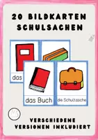 Vorschau - Bildkarten - Bildkarten und Themenplakat : Schulsachen / Schule - Deckblatt