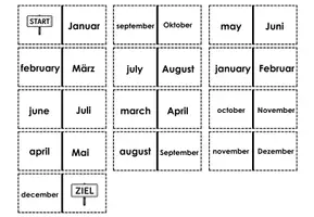 Vorschau - Arbeitsblätter - Domino - Englisch, Thema: Monate/month + Vorlage - Seite 1