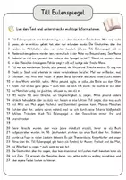 Vorschau - Arbeitsblätter - Till Eulenspiegel Arbeitsblätter mit Fragen + Lösungen Lesetext Wortspeicher didaktische Reserve - Seite 3