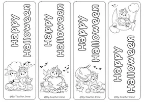 Vista previa - Manualidades / Dibujos para colorear - Bookmarks de Halloween-Unicornios mágicos (inglés) - página 2