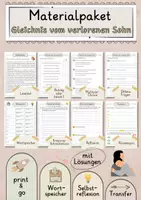 Vorschau - Arbeitsblätter - Gleichnis vom verlorenen Sohn Arbeitsblätter mit Fragen + Lösungen Lesetext Wortspeicher didaktische Reserve - Deckblatt