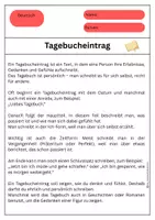 Vorschau - Arbeitsblätter - Tagebucheintrag Infotext mit Aufgaben - Deckblatt