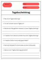 Vorschau - Arbeitsblätter - Tagebucheintrag Infotext mit Aufgaben - Seite 1