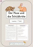 Vorschau - Arbeitsblätter - Fabel: Der Hase und die Schildkröte - Lesetext mit Aufgaben - Deckblatt