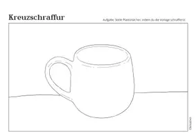 Vorschau - Mal- und Bastelvorlagen - Kreuzschraffur - Anleitung und Übung - Becher - Seite 1