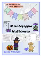 Vorschau - Arbeitsblätter - Mini-Lesespur Halloween (3-fach differenziert) - Deckblatt