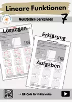Vorschau - Arbeitsblätter - Lineare Funktionen: Nullstellen berechnen - Deckblatt