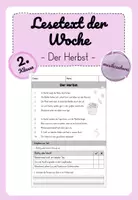 Vorschau - Arbeitsblätter - Materialpaket: Lesetext der Woche (Herbst) - Deckblatt