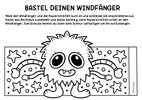 Vorschau - Arbeitsblätter - Monster Windspiele Zum Malen & Basteln - Lustige Windfänger - Seite 1