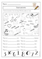 Vorschau - Arbeitsblätter - Writing activity: count and write - Thema numbers - Seite 3