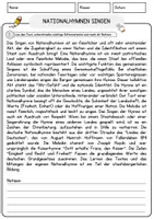 Vorschau - Arbeitsblätter - Nationalhymnen singen Arbeitsblätter mit Fragen + Lösungen Deutsch DaZ AB - Seite 1