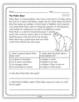 Vorschau - Arbeitsblätter - Animals in the Arctic Tundra Reading with Questions - Seite 2