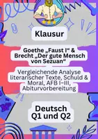 Vorschau - Klassenarbeiten - Klausur Deutsch – Vergleichende Dramenanalye: Der gute Mensch von Sezuan und Faust (Brecht und Goethe) Vergleichende Analyse literarischer Texte, AFB I–III, Abiturvorbereitung Q1/Q2 - Deckblatt