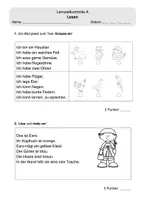Vorschau - Test - Lernzielkontrolle Lesen. Klasse 1 und 2 - Seite 1