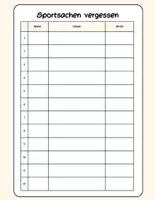 Vorschau - Anderer Materialtyp - Sportsachen vergessen Liste - Deckblatt