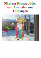 Vorschau - Mal- und Bastelvorlagen - Nikolaus Fensterbilder zum Ausmalen und Aufhängen - Deckblatt