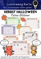 Vorschau - Spiele - Blitzlesen Partnerlesen | Freiarbeit Herbst Halloween - Deckblatt