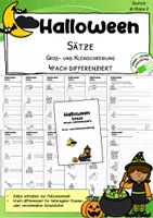 Vorschau - Arbeitsblätter - Halloween – Sätze zur Groß- und Kleinschreibung (4fach differenziert) - Deckblatt