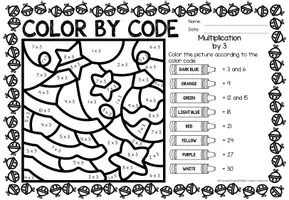 Προεπισκόπηση - Φύλλα εργασίας - Color by code - Multiplication (Christmas) | Χριστούγεννα Πολλαπλασιασμός Μαθηματικά Αγγλικά - Σελίδα 3